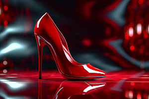 红色高跟鞋女鞋女式皮鞋摄影图
