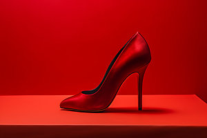 红色高跟鞋女式皮鞋电商摄影图