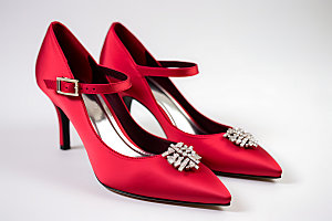 红色高跟鞋皮鞋商品摄影图