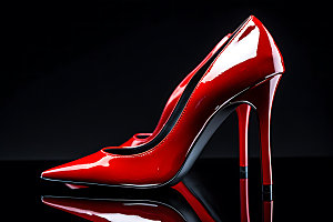 红色高跟鞋时尚皮鞋摄影图