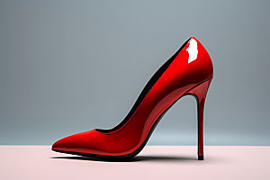 红色高跟鞋时尚皮鞋摄影图
