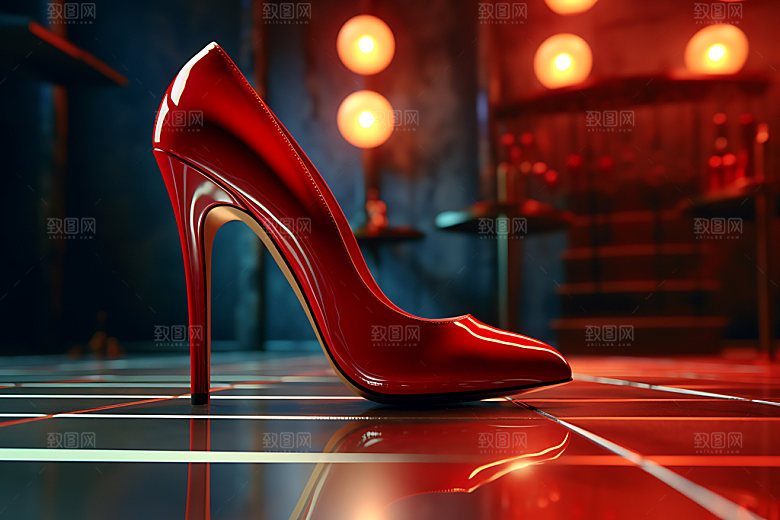 红色高跟鞋高清优雅摄影图
