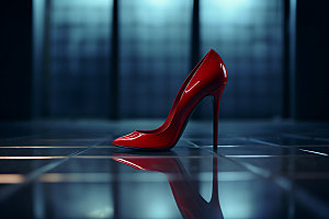 红色高跟鞋皮鞋鞋类摄影图