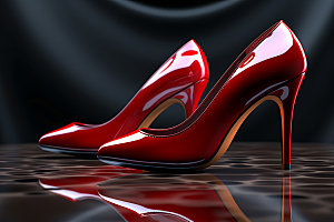 红色高跟鞋女式皮鞋皮鞋摄影图