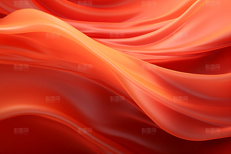 红色飘带线条背景图