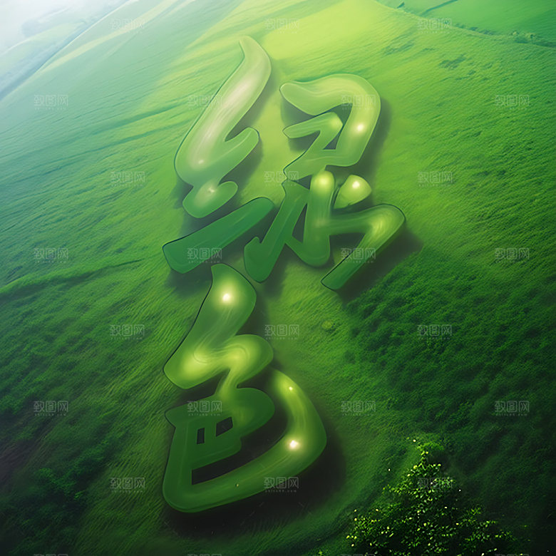 环保绿色自然立体字艺术字