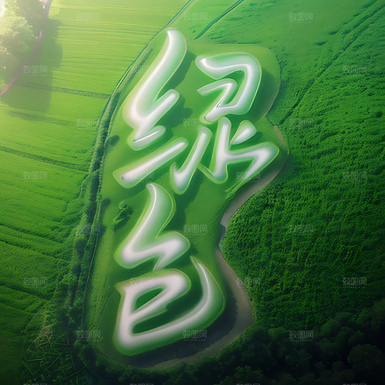 环保绿色生态立体字艺术字