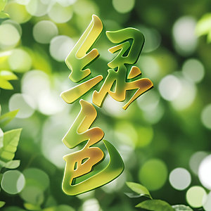 环保绿色立体字自然艺术字
