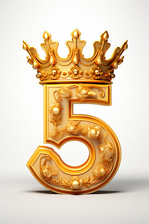 皇冠数字3D金色元素