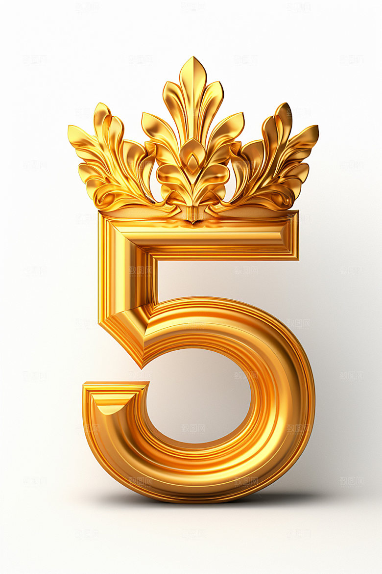 皇冠数字金色雕刻元素