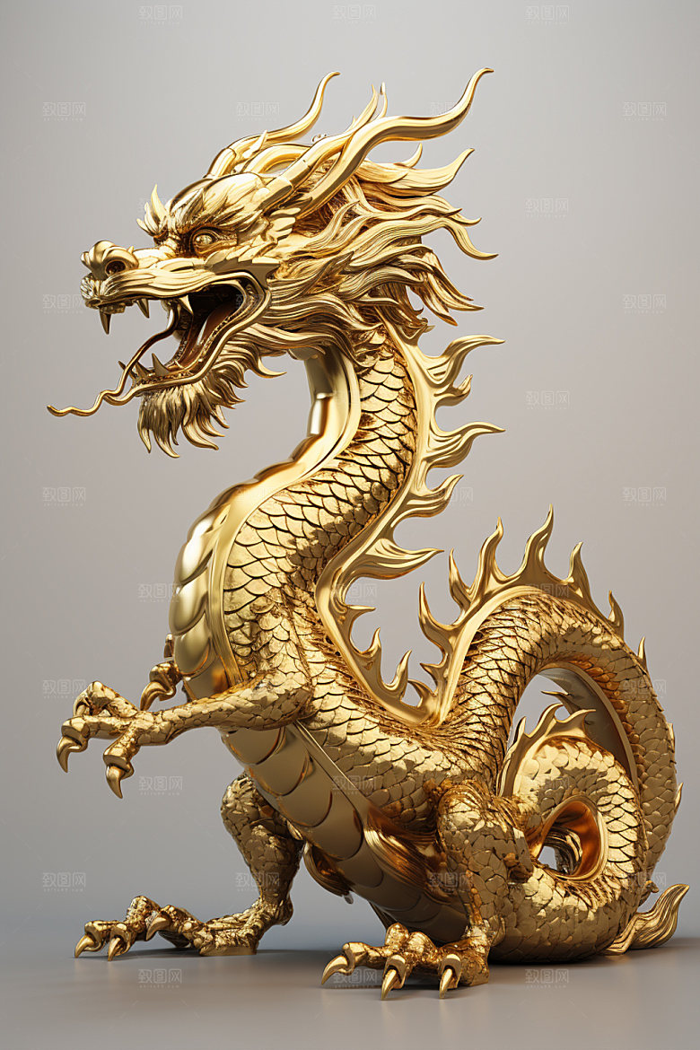 黄金龙形象新年模型