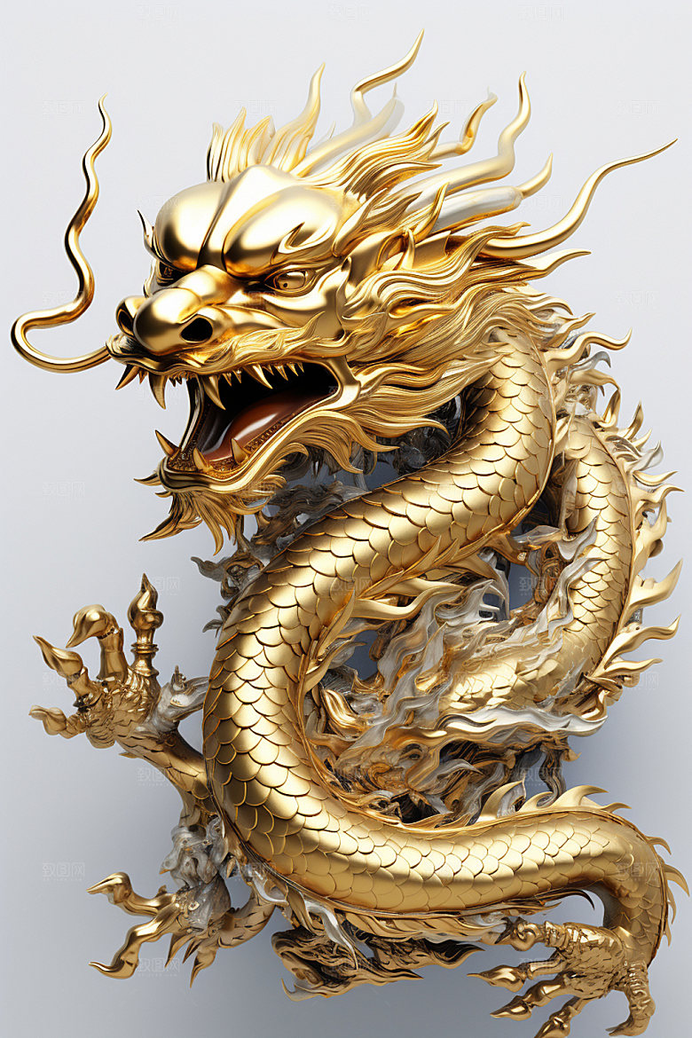 黄金龙十二生肖新年模型