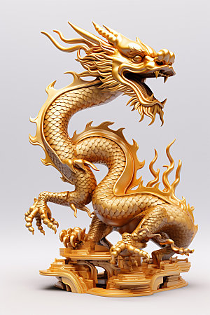 黄金龙中国龙龙年模型