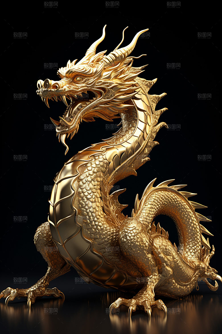 黄金龙霸气立体模型