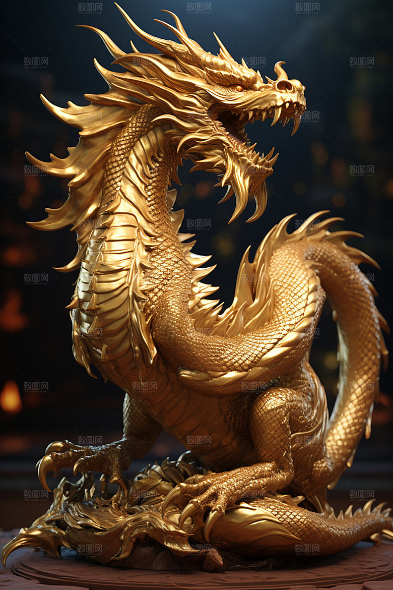 黄金龙立体蟠龙模型