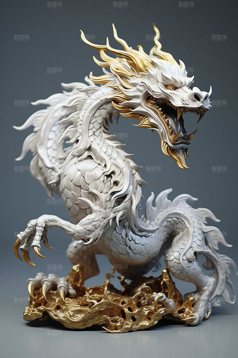 黄金龙十二生肖形象模型