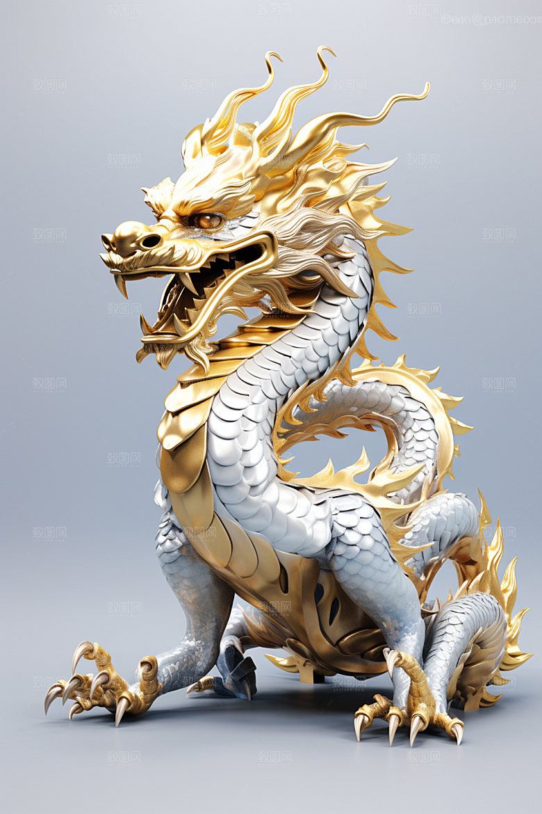 黄金龙雕塑龙年模型