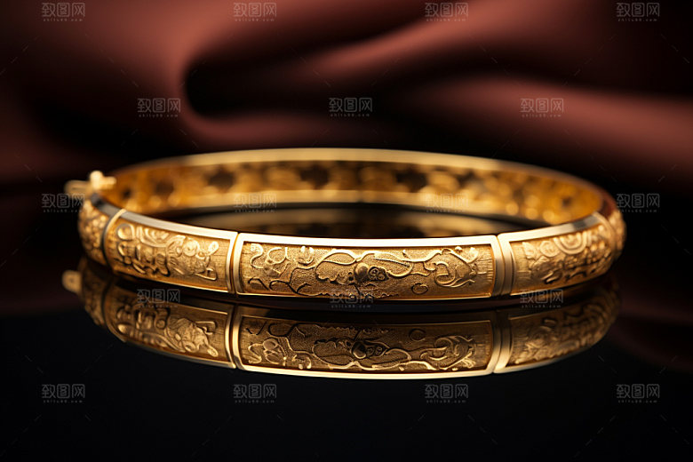 黄金手镯贵重物品高贵摄影图