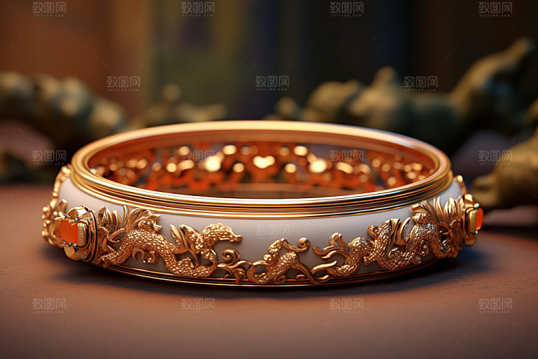 黄金手镯高贵精美摄影图