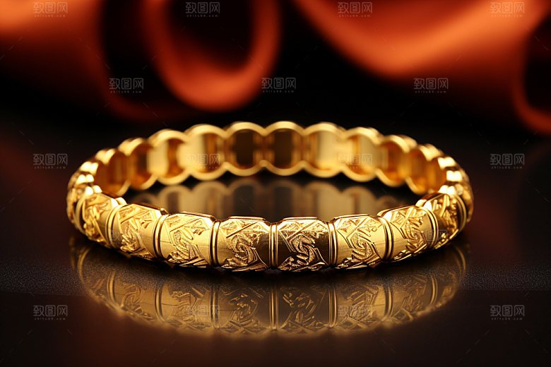 黄金手镯贵重物品高清摄影图
