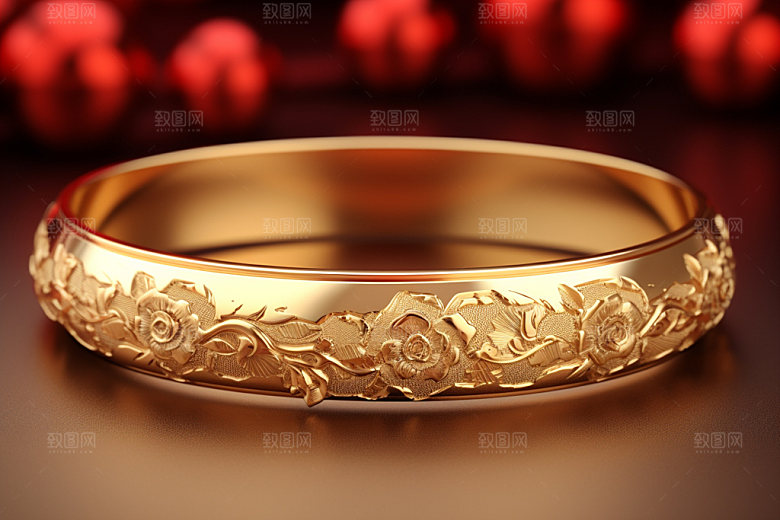 黄金手镯手链贵重物品摄影图