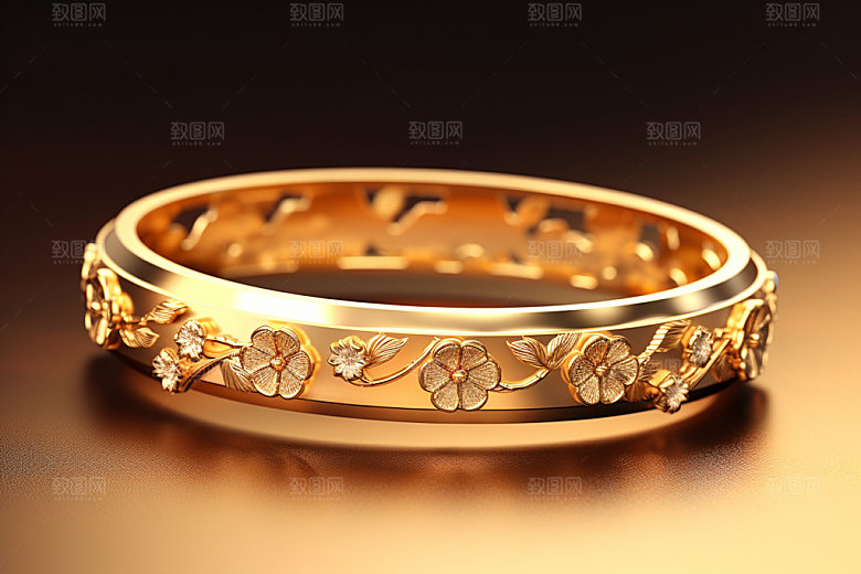 黄金手镯手链装饰品摄影图