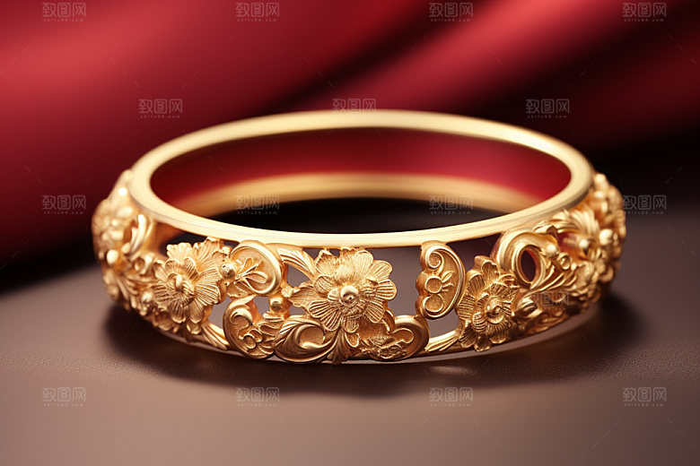 黄金手镯手链贵重物品摄影图