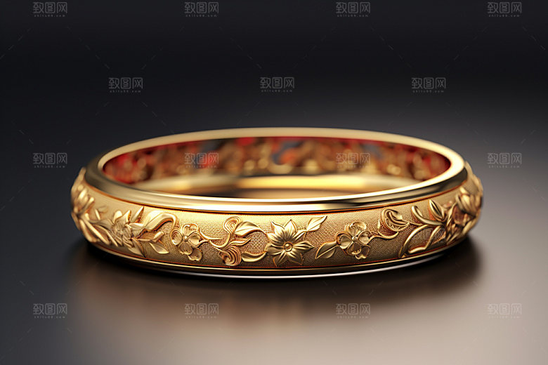 黄金手镯高贵精美摄影图