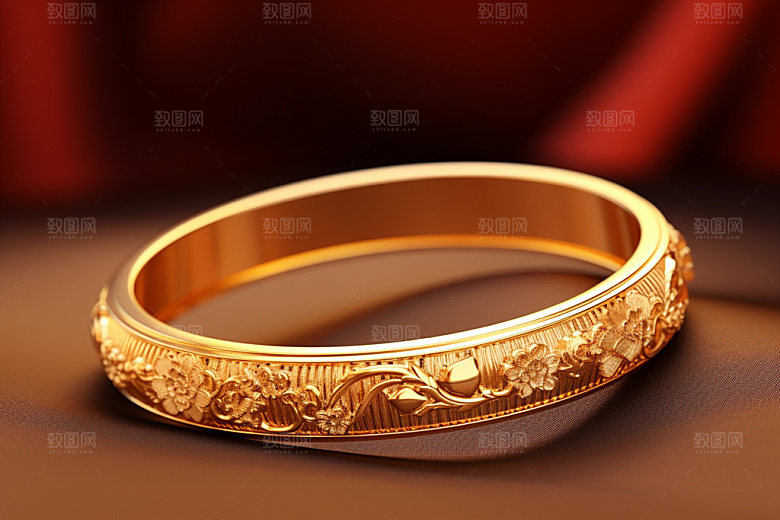 黄金手镯高清首饰摄影图