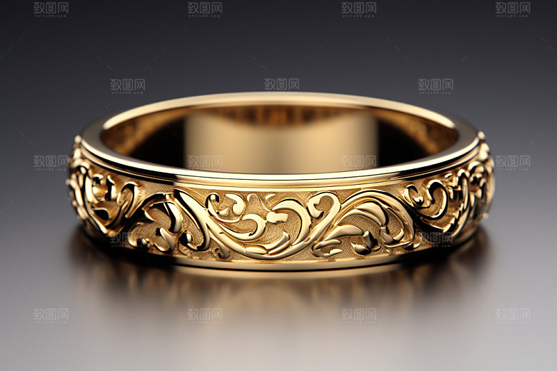 黄金手镯艺术品手链摄影图