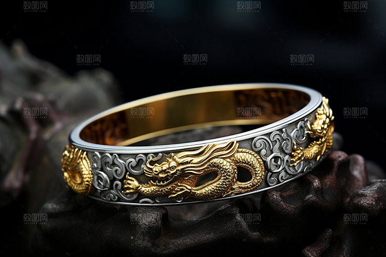 黄金手镯手链高清摄影图