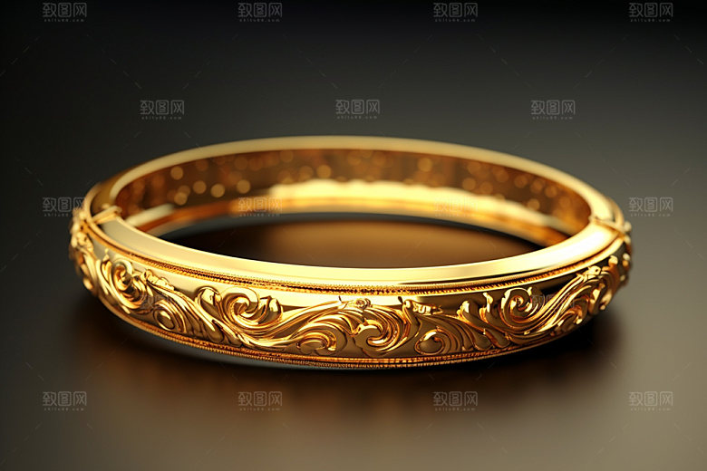 黄金手镯高贵精美摄影图