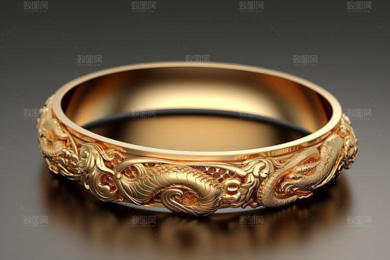 黄金手镯高清贵重物品摄影图