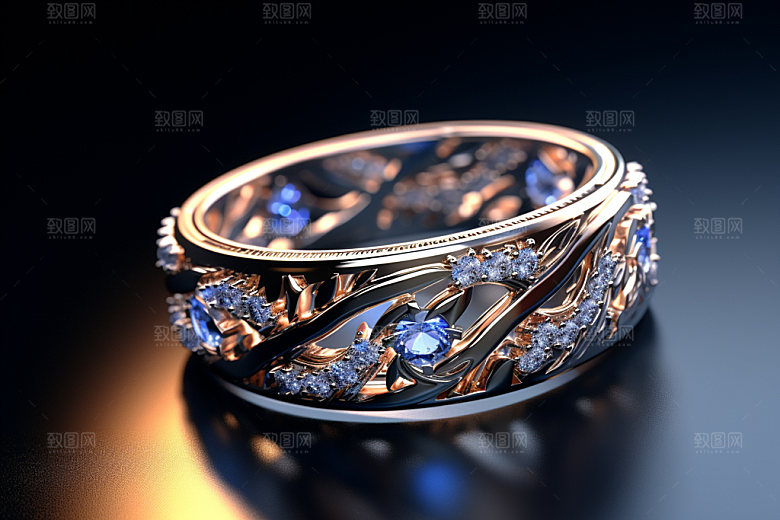 黄金手镯精美首饰摄影图