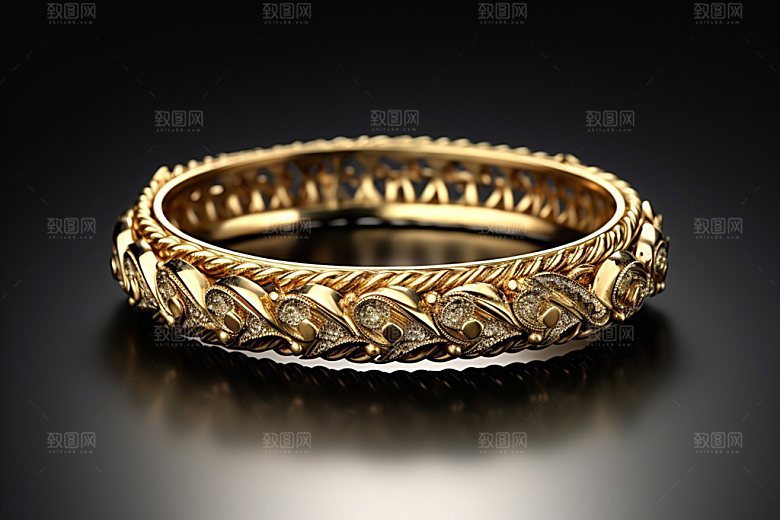 黄金手镯高清手链摄影图