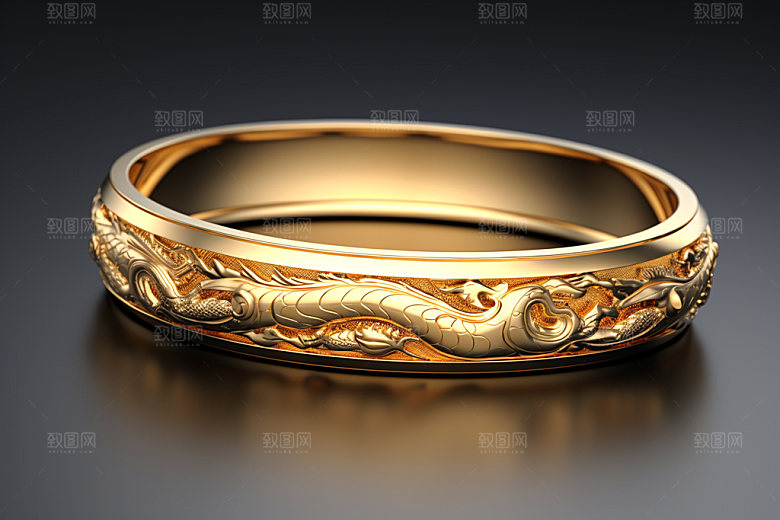 黄金手镯高清装饰品摄影图