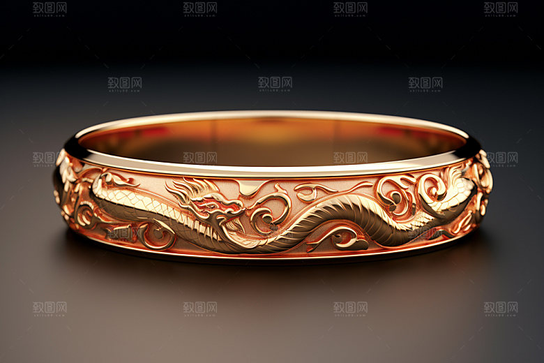 黄金手镯高贵艺术品摄影图