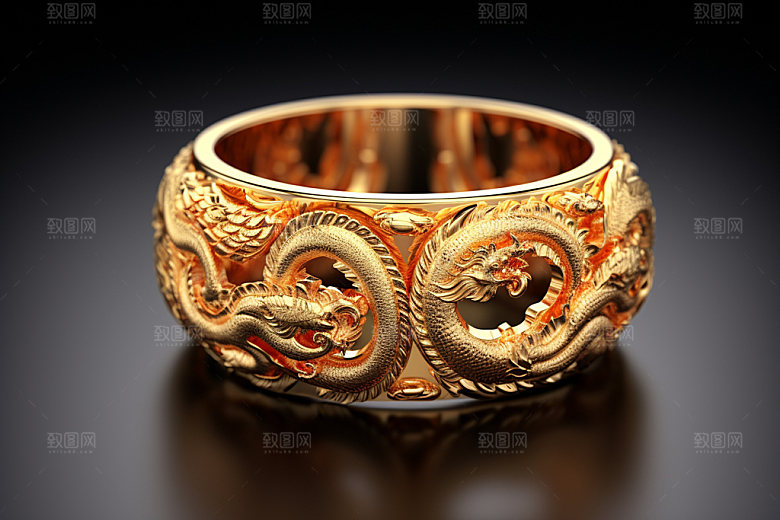 黄金手镯艺术品高清摄影图
