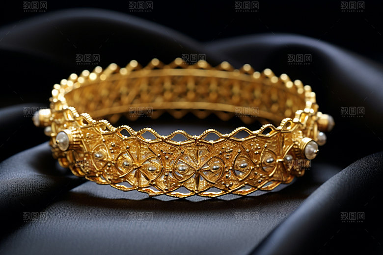 黄金手镯贵重物品高清摄影图