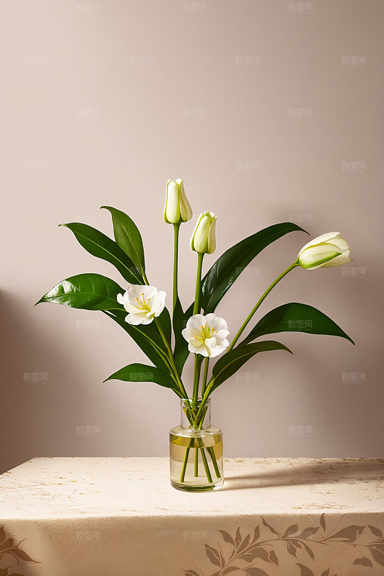 家居花瓶插画布置摄影图