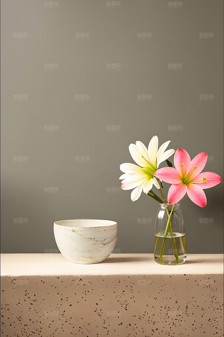 家居花瓶插画软装摄影图