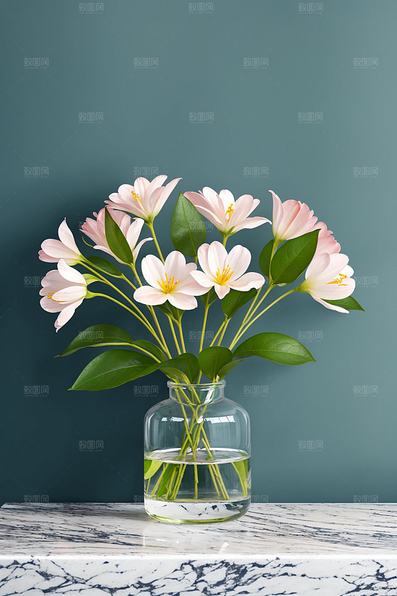 家居花瓶高清鲜切花摄影图