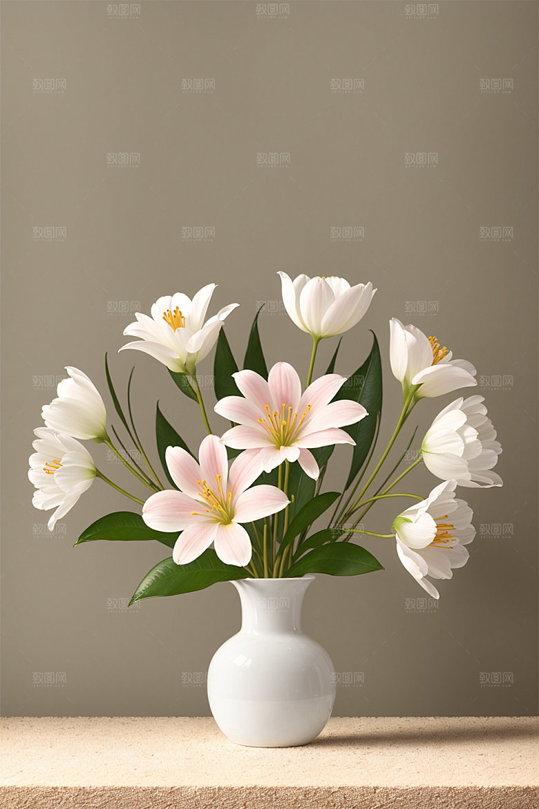 家居花瓶氛围感插画摄影图