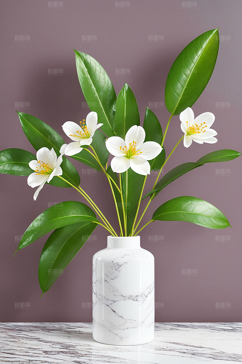 家居花瓶装饰鲜切花摄影图