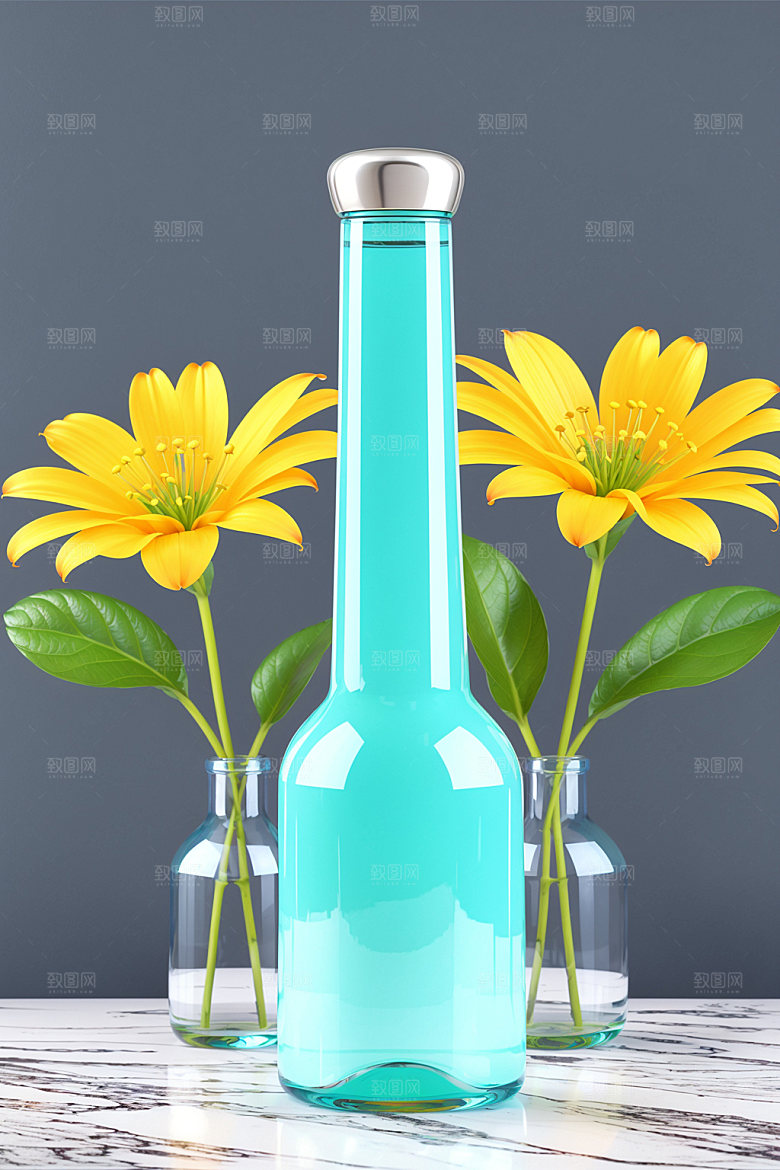 家居花瓶雅致鲜切花摄影图