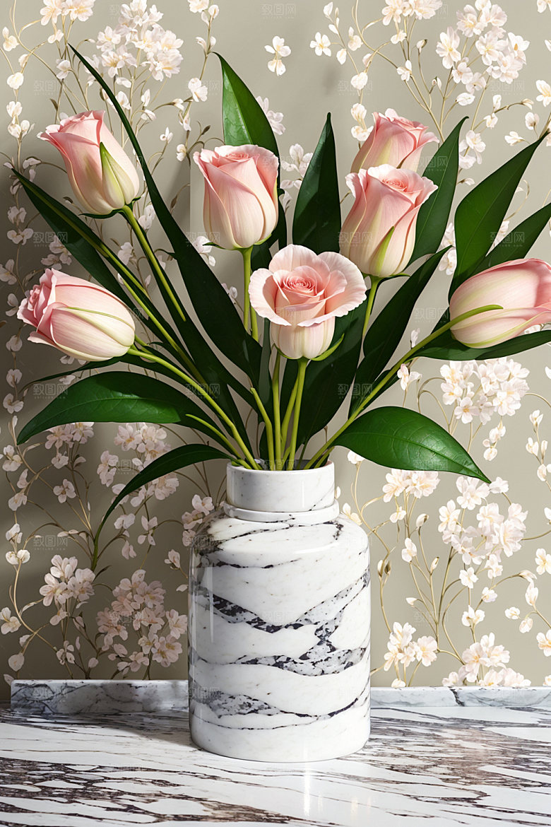 家居花瓶插画装饰摄影图