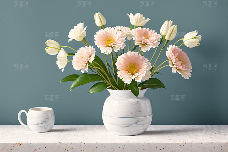 家居花瓶氛围感插画摄影图