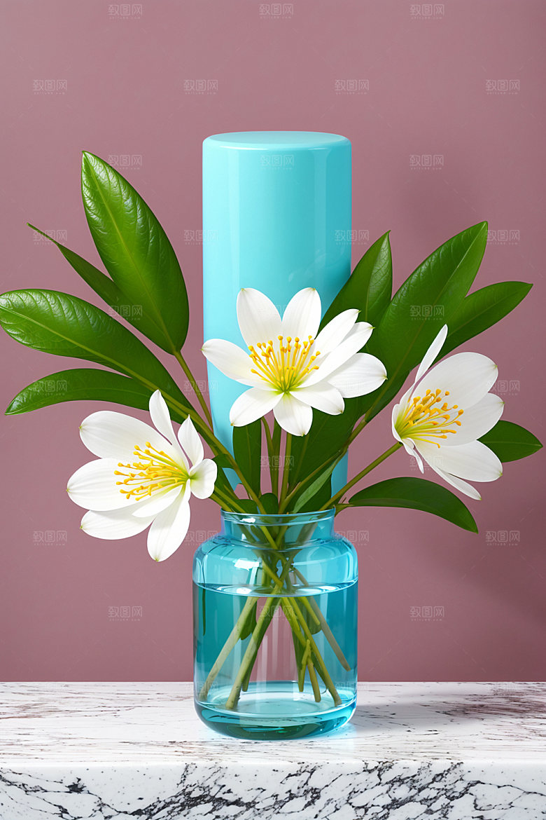家居花瓶布置插画摄影图
