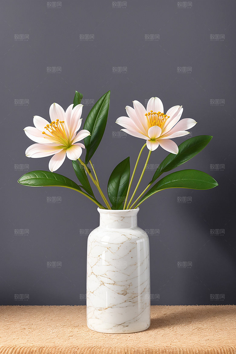 家居花瓶雅致鲜切花摄影图
