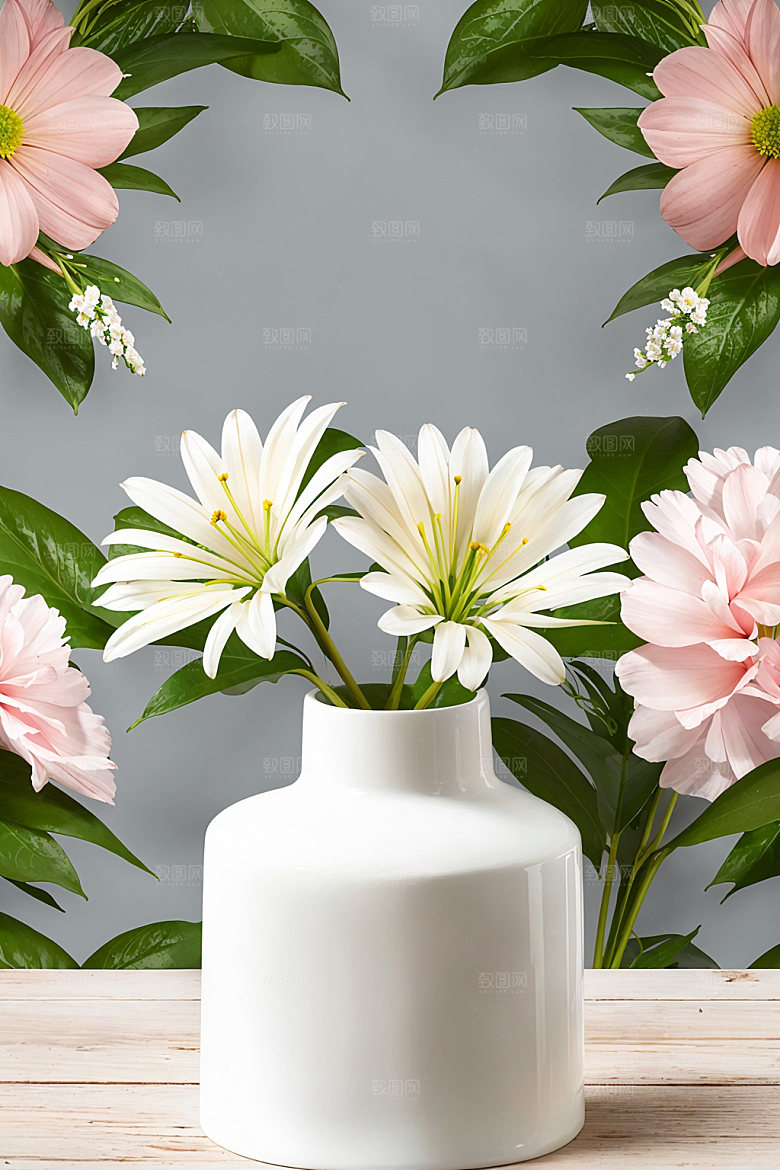 家居花瓶软装插画摄影图
